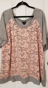 Lane Bryant lace  and cotton Top